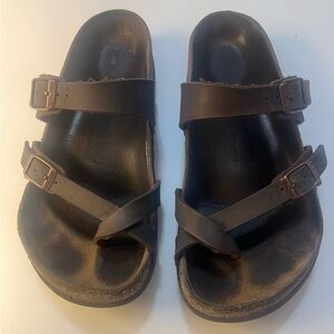 Birkenstock Dark Brown Leather Sandals
